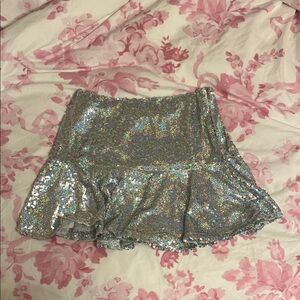 Sequin Mini Skirt - Silver